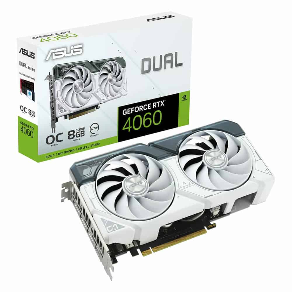 ASUS NVIDIA GeForce RTX 4060 DUAL White OC 8GB Ada Lovelace Graphics Card